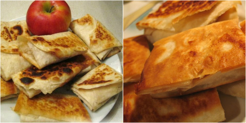 Конвертики из лаваша с яблоками