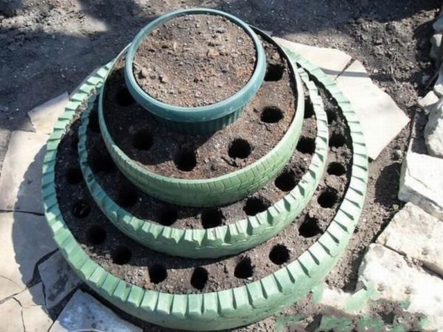 Грядки из шин: простая технология создания красивых грядок из покрышек + фото