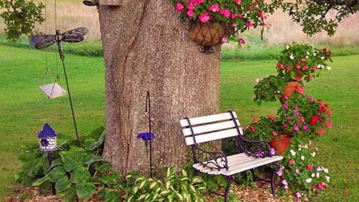 Клумба под деревом — 33 идеи цветников не как у всех